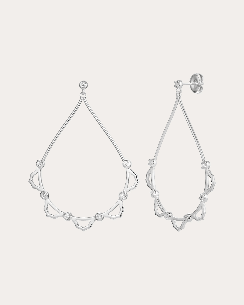 ParkFord Women's White Sapphire Palace Teardrop Earrings in Sterling Silver