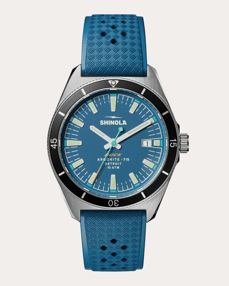 Shinola Men's Duck 40mm Rubber-Strap Watch in Blue