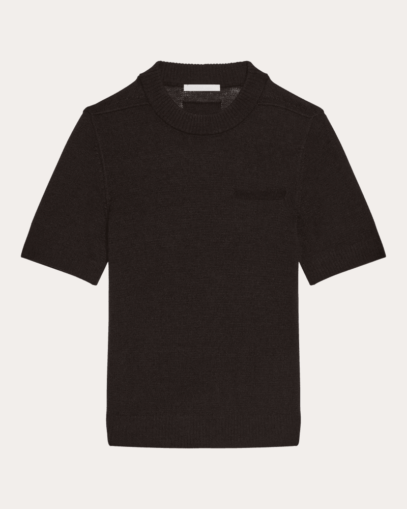 Helmut Lang Women's Sheer Wool Knit Baby T-Shirt in Brown Wool/Polyamide