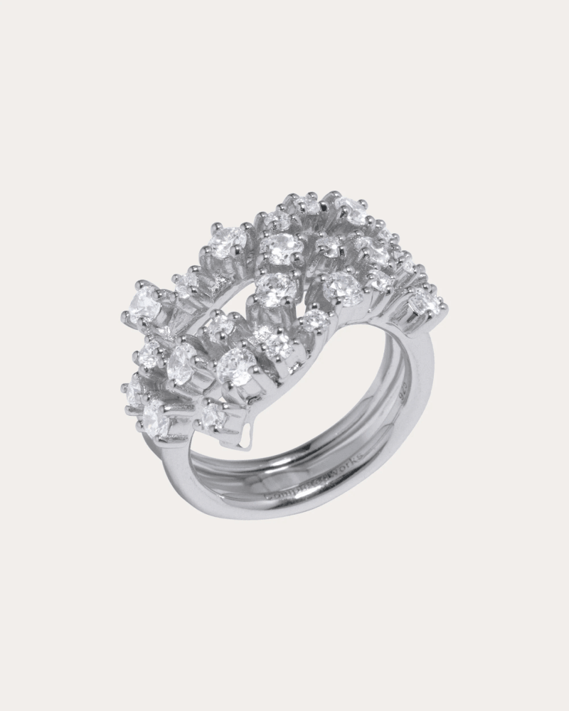 Completedworks Women's Cubic Zirconia Dropping Light Ring in Silver Recycled Sterling Silver