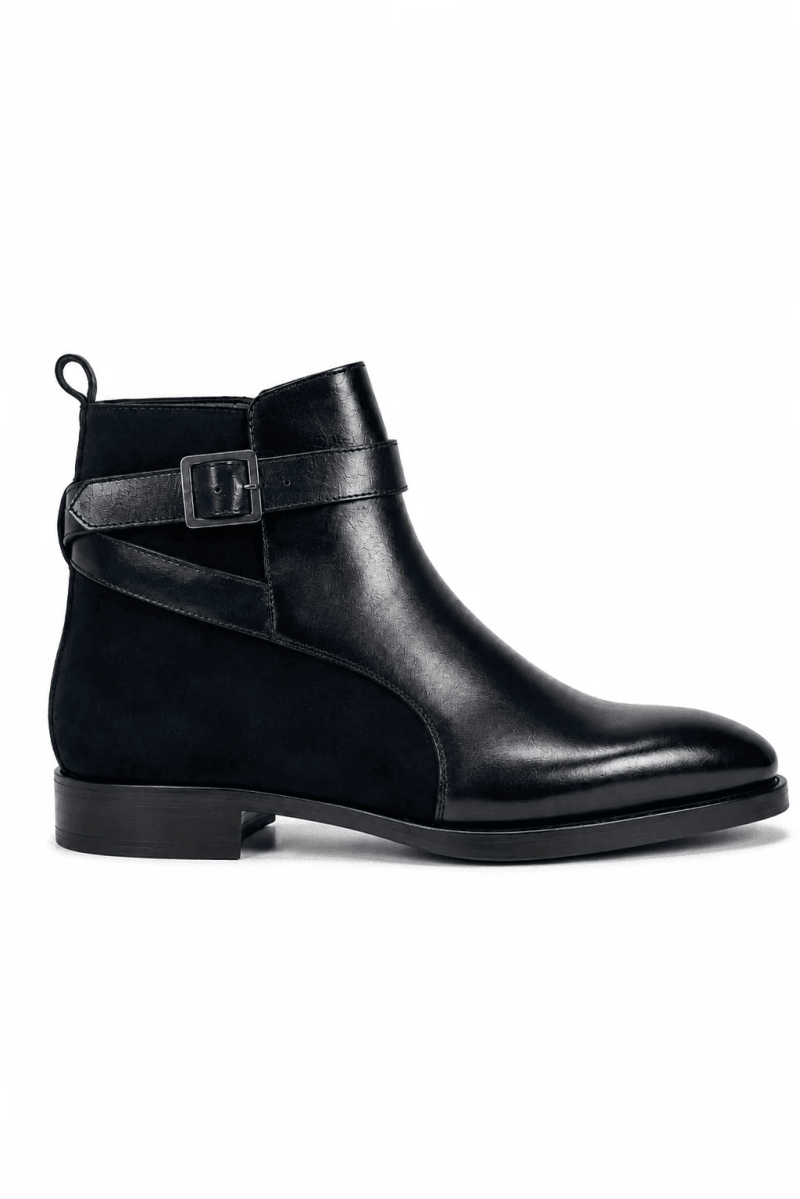 Hand-Painted Blue Suede & Leather Boots
