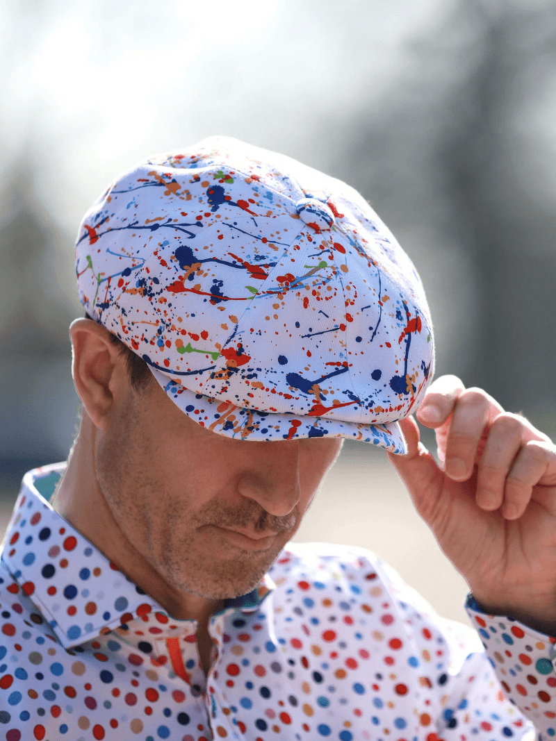 Paint Splash White Printed BUTTON-TOP Cap