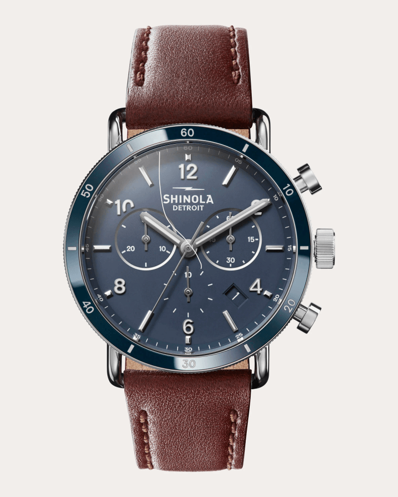 Shinola Men's Canfield Sport 40mm Chronograph Watch in Midnight Blue Leather