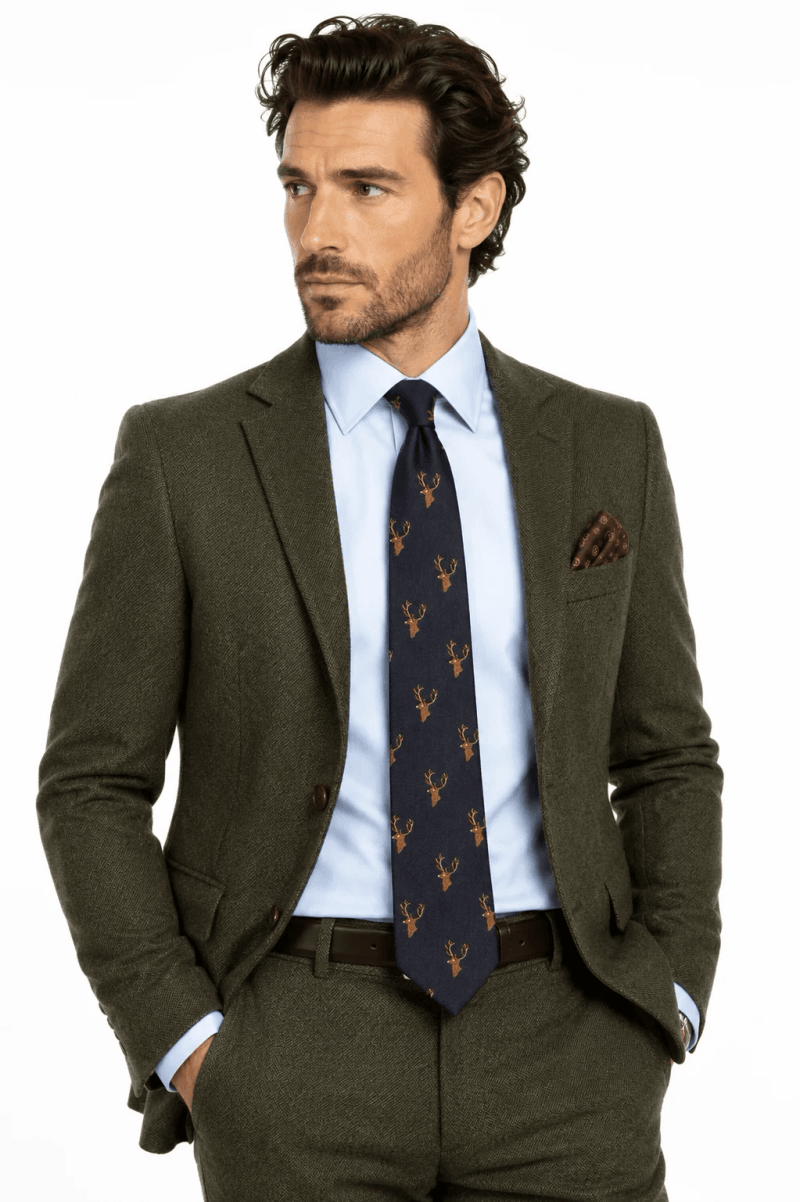 Stag's Head Silk Neck-Tie by Van Buck