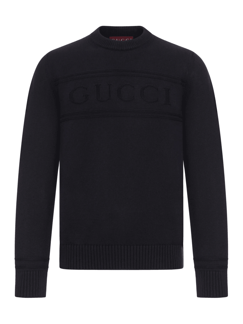 COTTON KNITTED SWEATER WITH INTARSIA - Gucci - Man
