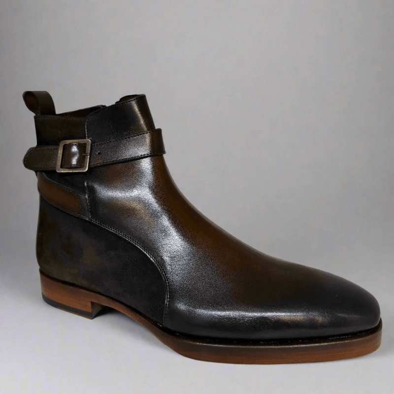 SUEDE + LEATHER HAND PAINTED BOOT - Q - 01 - 8340
