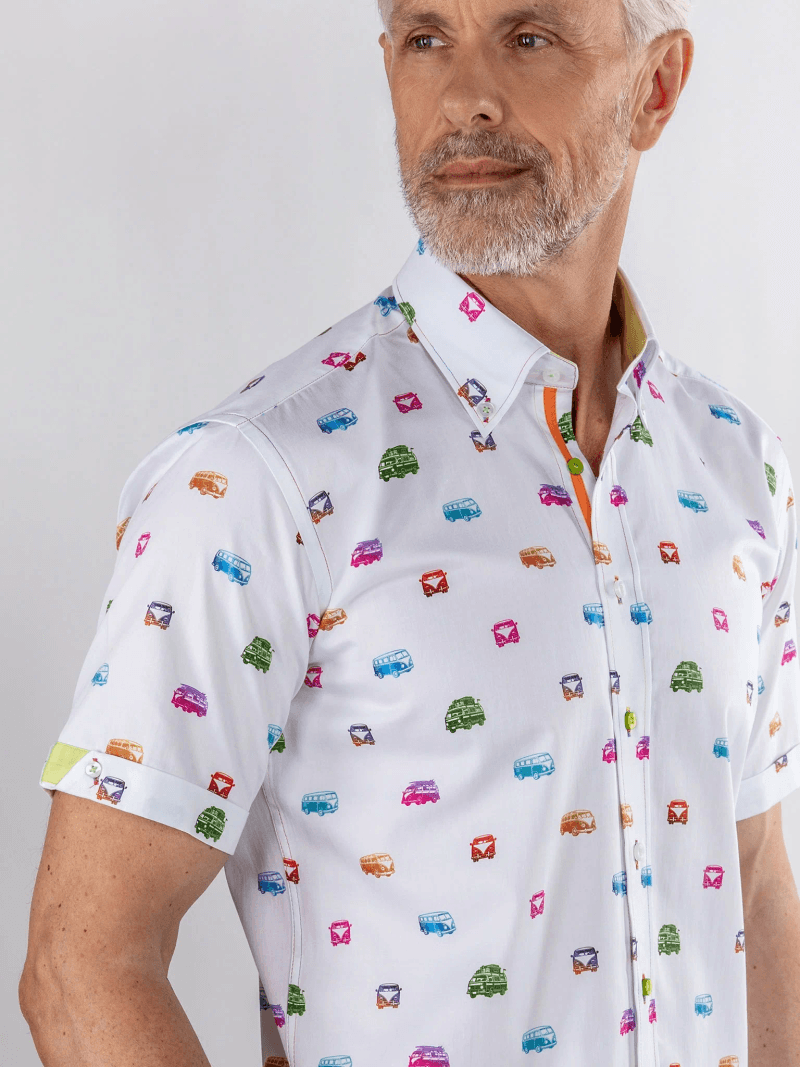 Neon Multicolour Camper Van Short Sleeve Shirt