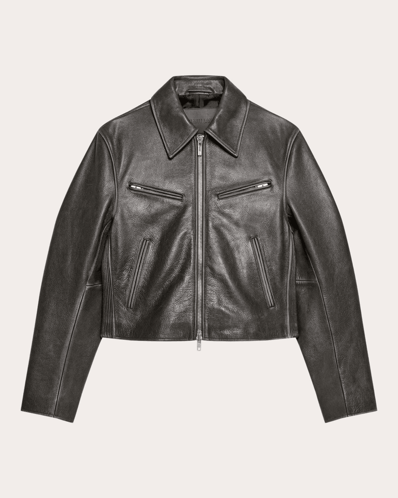 Helmut Lang Women's Distressed Leather Biker Jacket in Grey