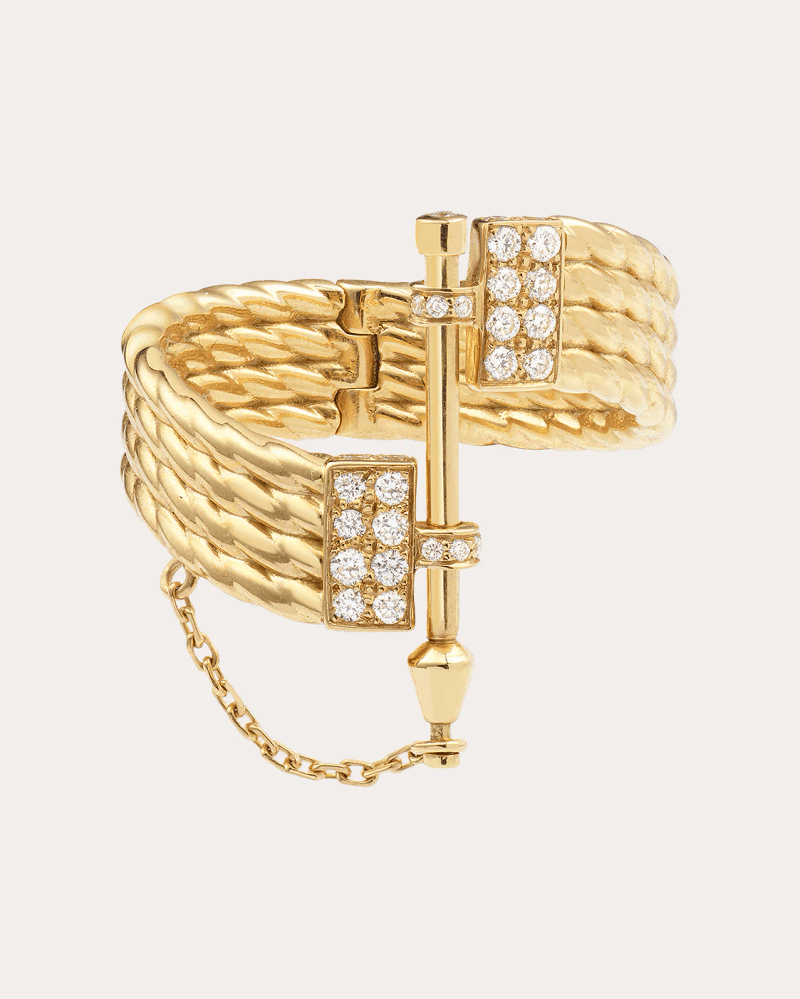 MYSTERYJOY Women's Diamond & 18k Gold Loquet Ring in Yellow Gold