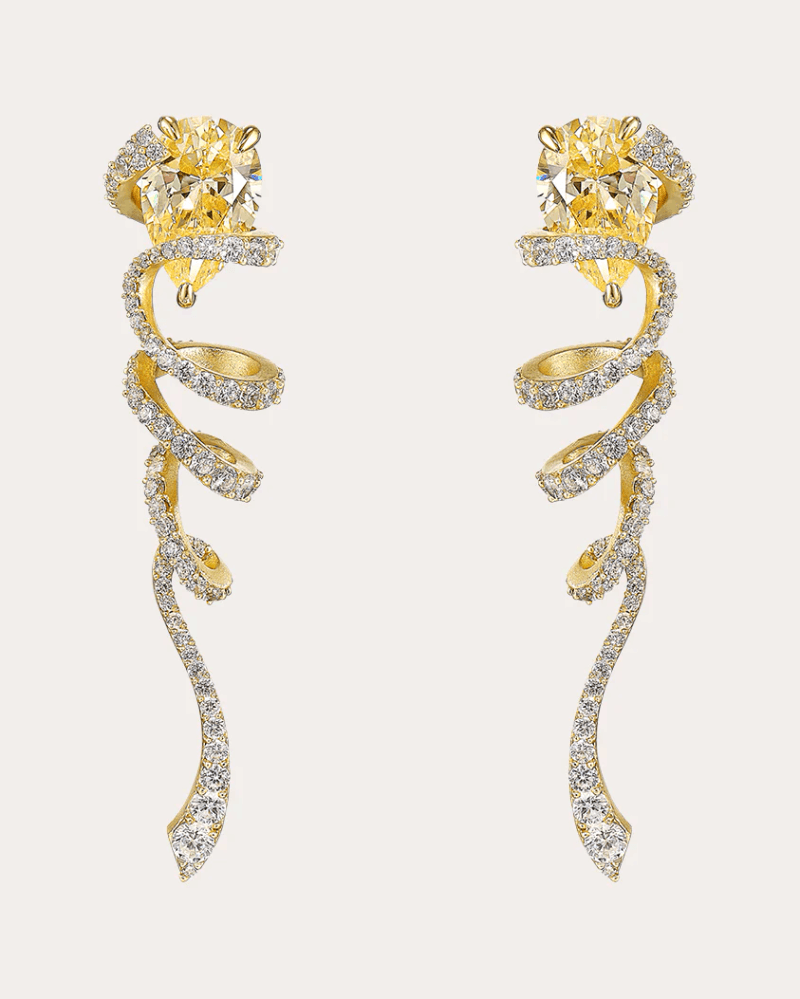 Anabela Chan Women's Ribbon Twirl 18K Gold and Rhodium Vermeil Aluminum and Lab-Grown Diamond Earrings in Canary