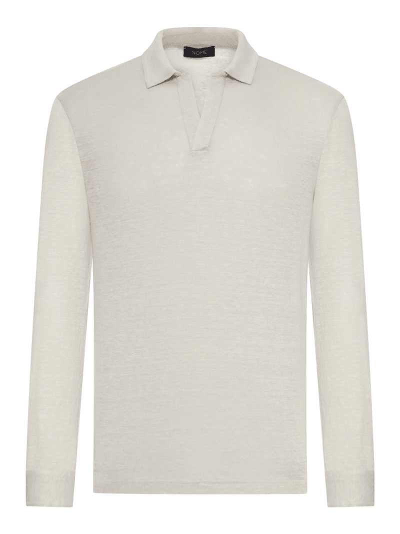 LONG-SLEEVED LINEN POLO SHIRT - Nome G - Man