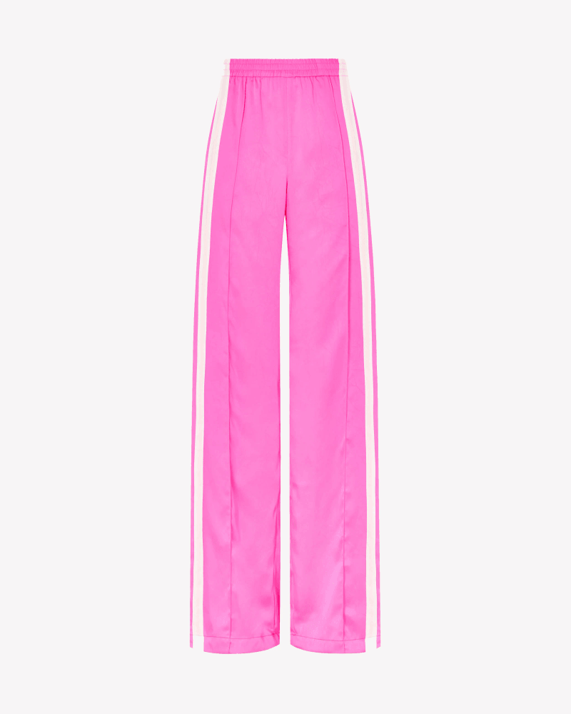 Crinkled Satin Serena Jogger - Shocking Pink