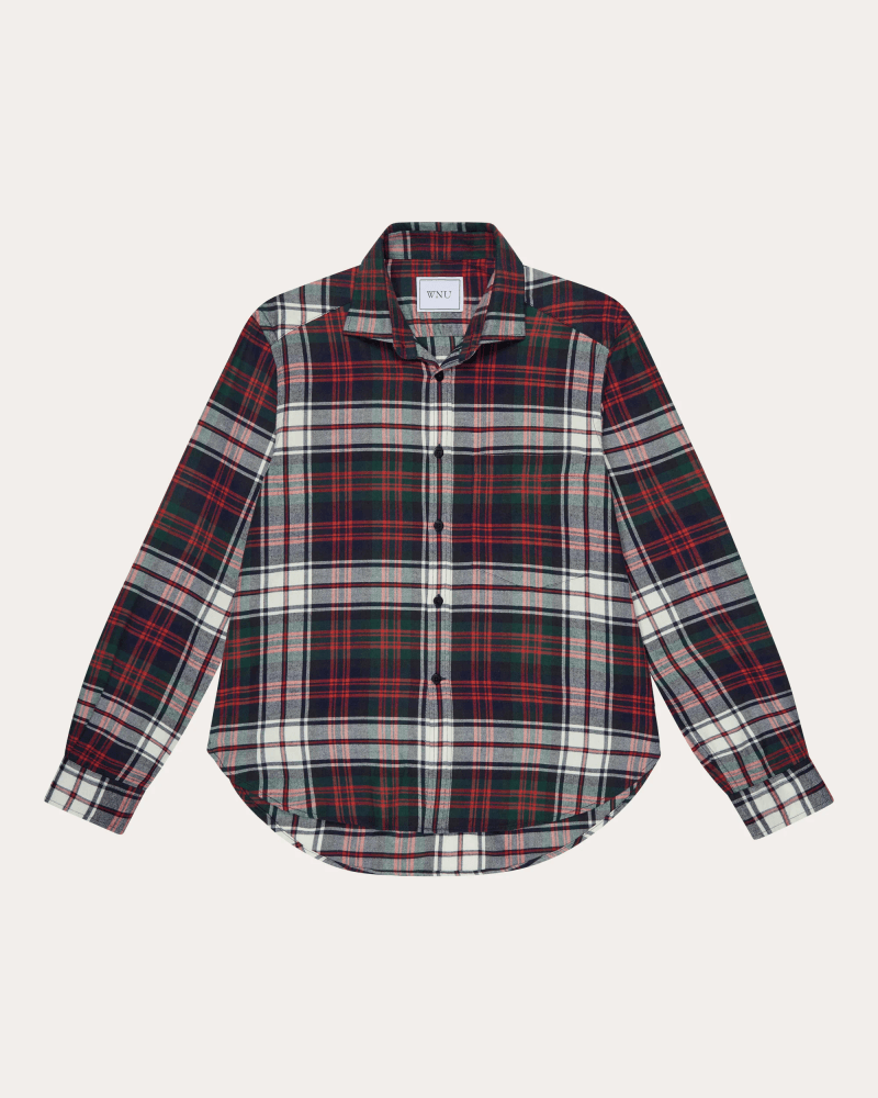 With Nothing Underneath Women's The Classic Brushed Plaid Cotton Wool Shirt in Red Wool/Cotton/Denim
