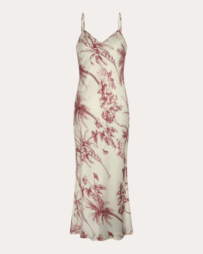 Aguaclara Women's Provence Silk Midi Slip Dress in Red