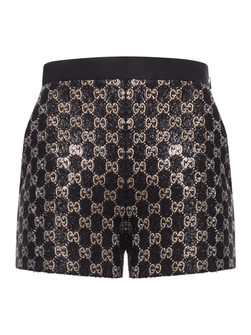 EMBROIDERED LAMÉ WOOL TWEED SHORTS - Gucci - Woman