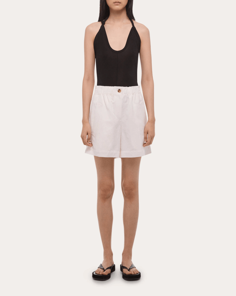 Helmut Lang Women's Cotton Linen Trench Shorts in White Cotton/Linen