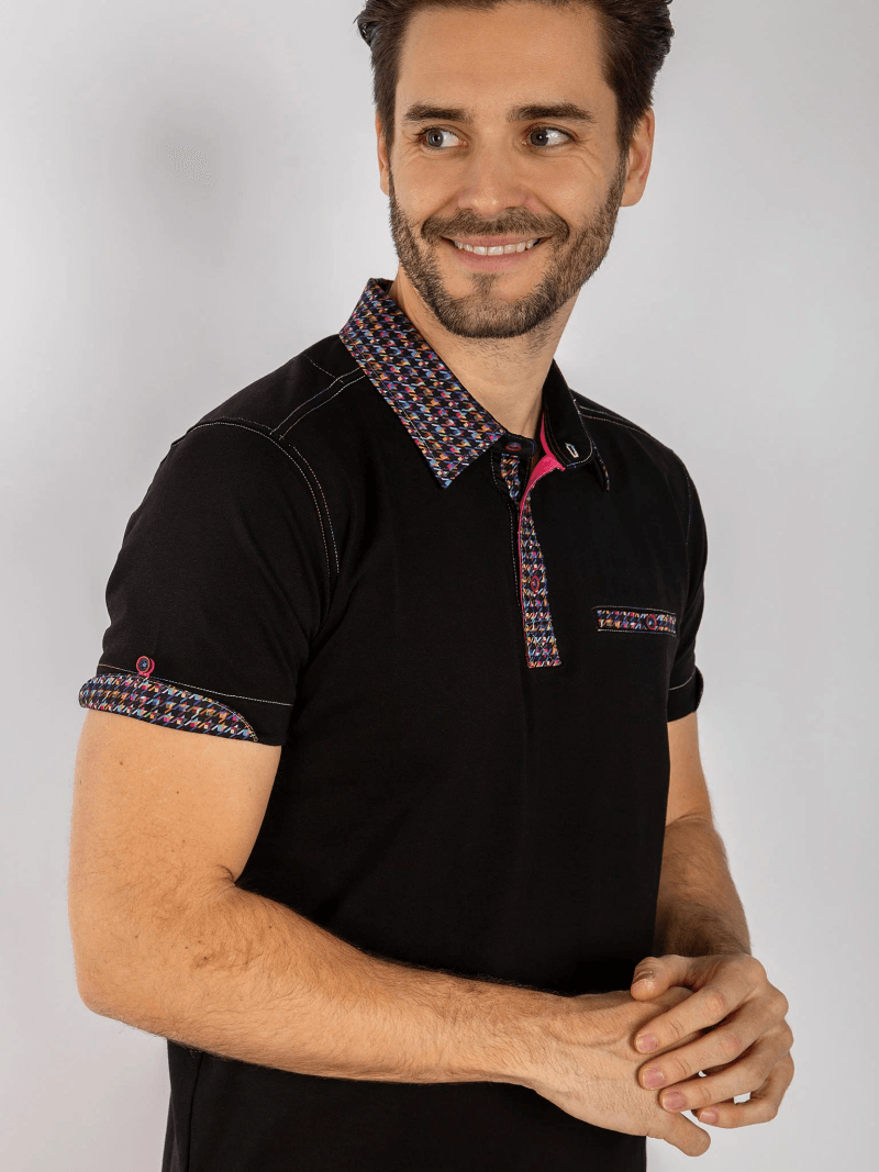 SIGNATURE POLO SHIRT WITH DOGTOOTH INSERT