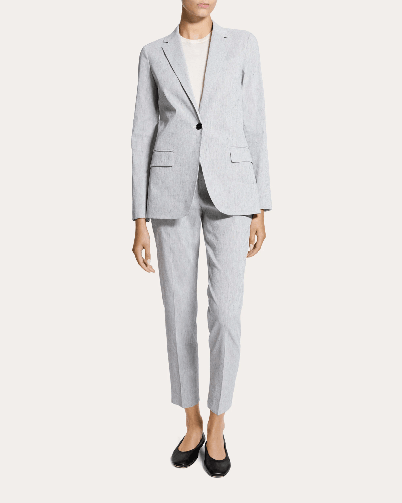 Theory Women's Textured Linen Staple Blazer in Grey Linen/Viscose/Elastane