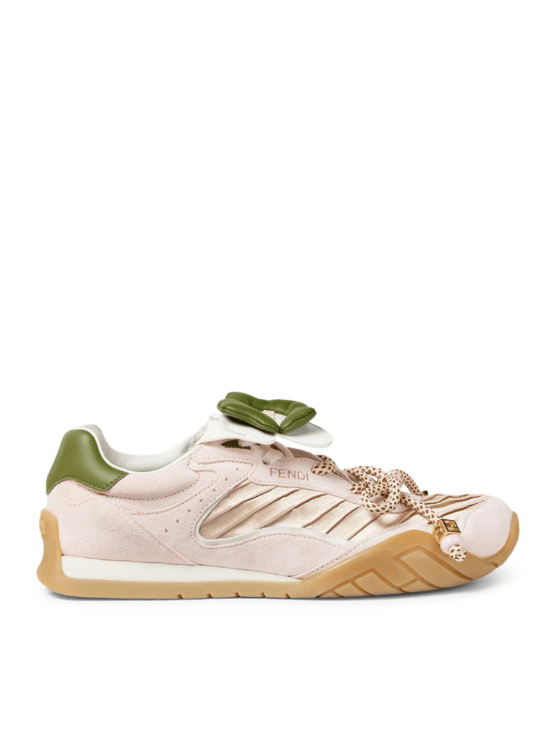 FENDI WAVE PULSE LOW TOP IN PINK FABRIC AND SUEDE - Fendi - Woman