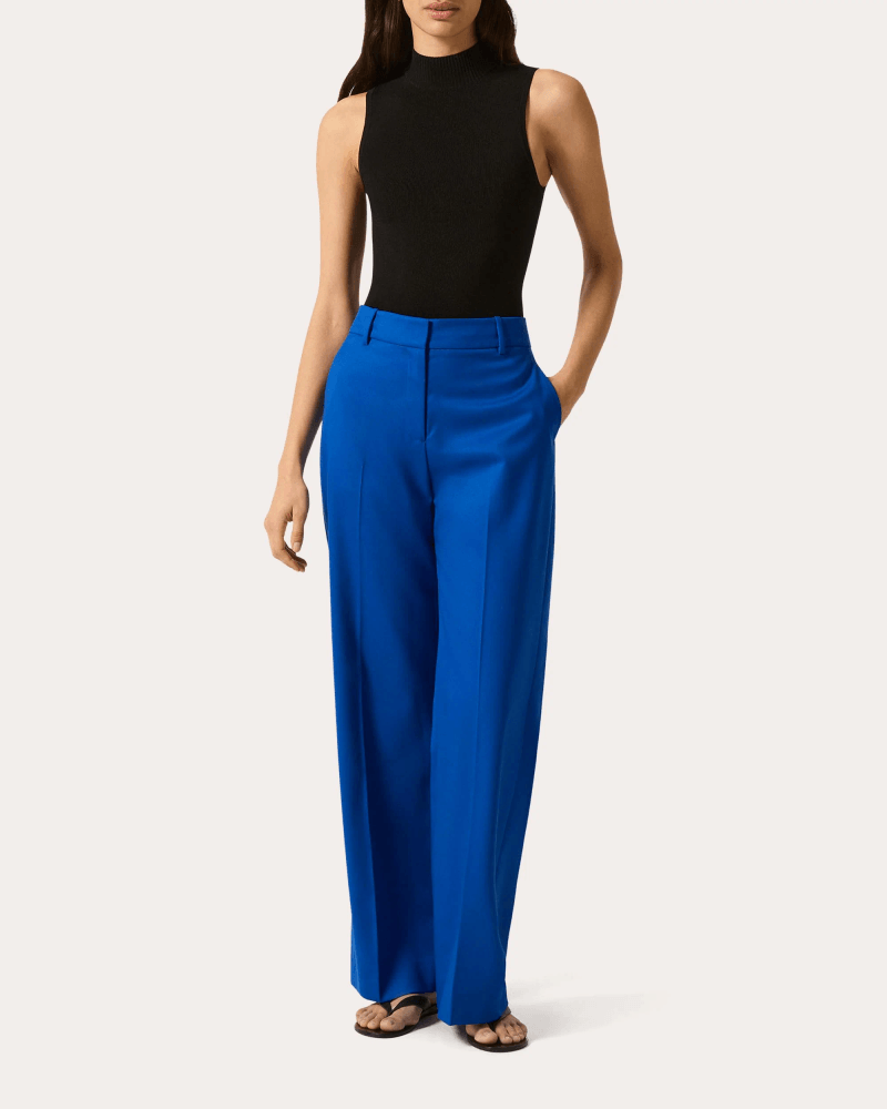 Argent Women's Soho Seasonless Wool Creased Trousers in Blue Wool/Elastane/Polyester