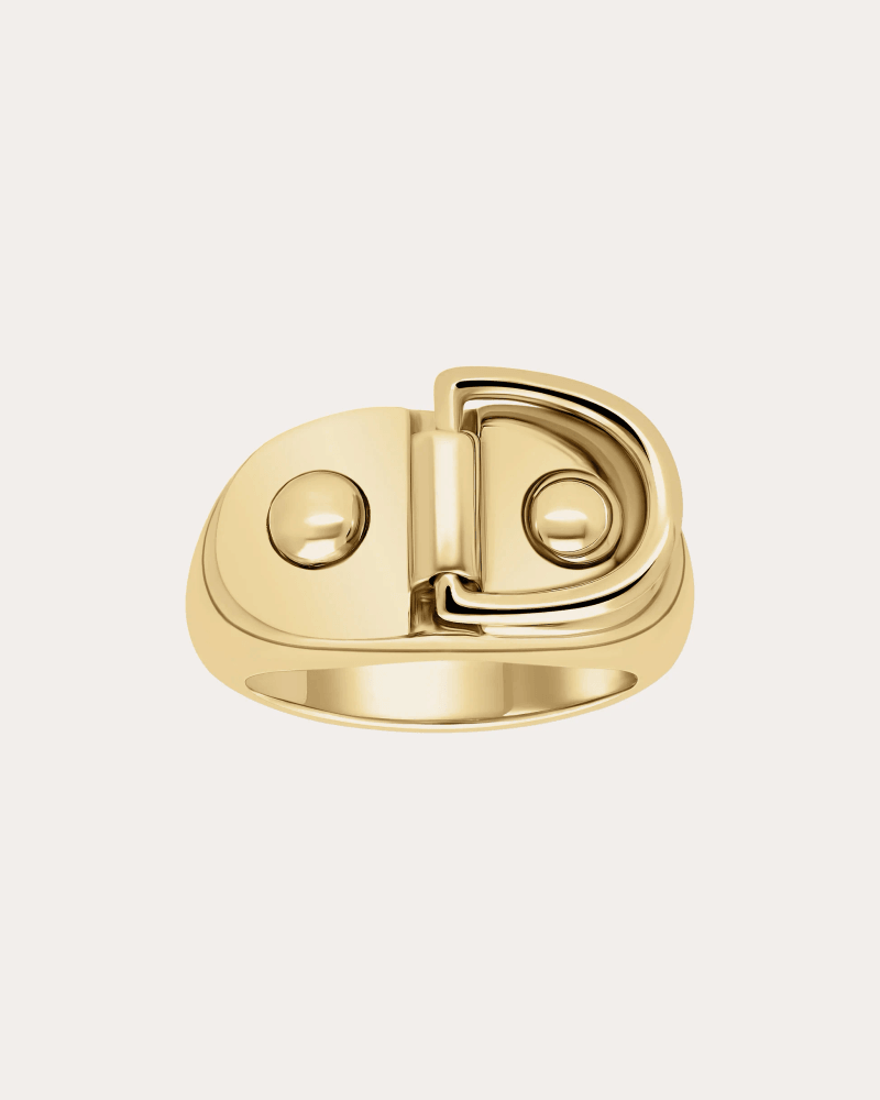 STATEMENT Paris Women's 14k Gold Small Rivet Signet Ring in Yellow Gold