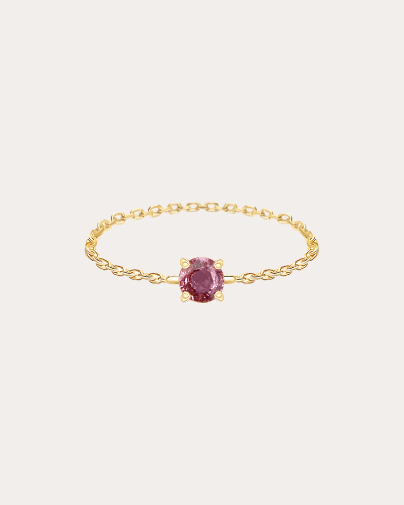 Yi Collection Women's Raspberry Tourmaline & 14k Gold Chain Ring in Raspberry Pink