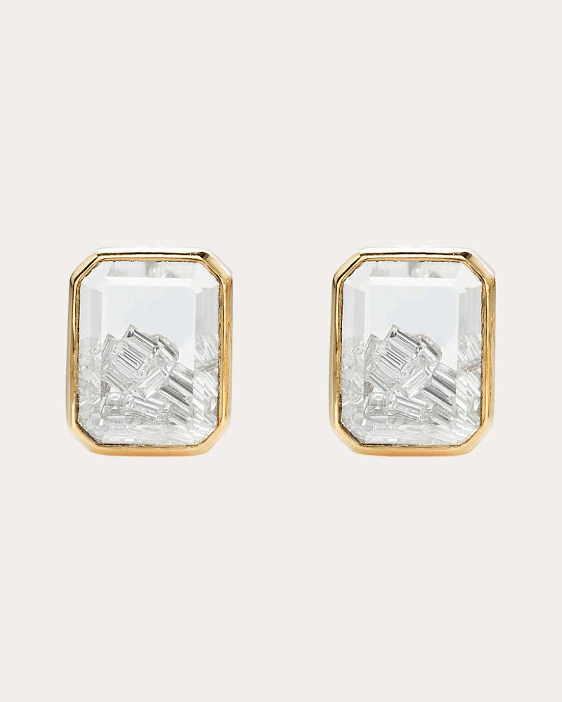 Moritz Glik Women's Diamond & 18k Gold Esmeralda Shaker Stud Earrings in White