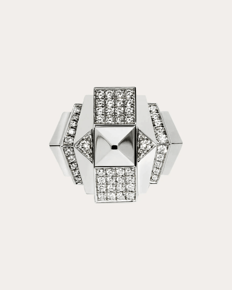 STATEMENT Paris Women's Diamond Rockaway Ring in Silver Rhodium-Plated Sterling Silver