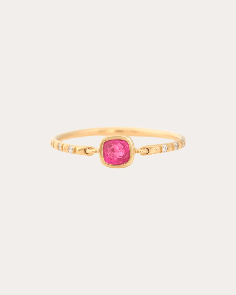 Yi Collection Women's Jedi Spinel & Diamond Petite Circle Ring in Pink 18K Gold
