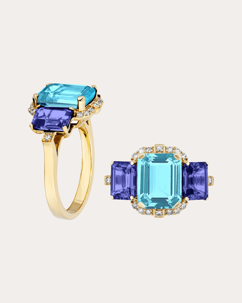 Goshwara Women's Blue Topaz & Tanzanite Gossip Ring in Blue/purple 18K Gold