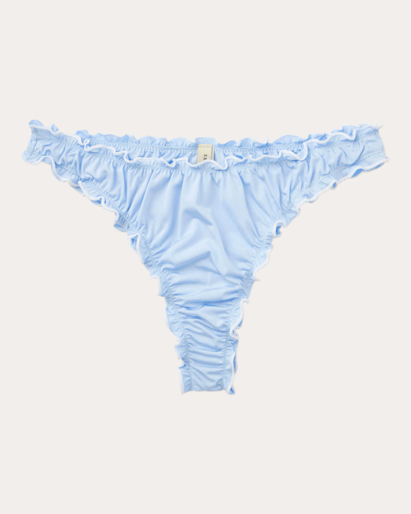 Seaquelle Swim Women's Sea Frilled Bikini Bottoms in Blue Elastane/Polyamide