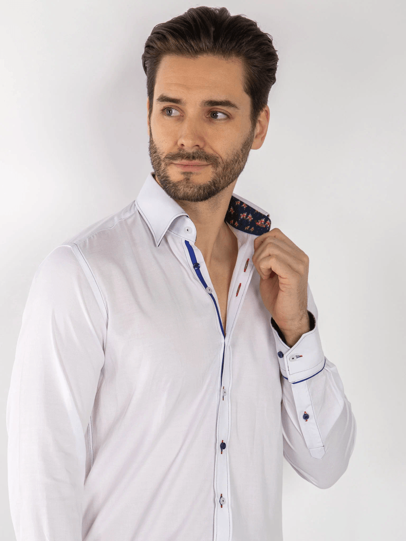 PLAIN TENCEL COTTON SHIRT WITH UNION JACK INSERT