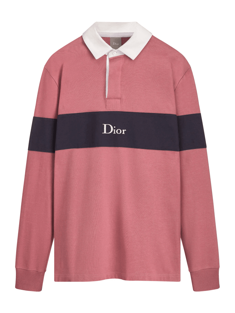 PURPLE PINK COTTON JERSEY LONG-SLEEVED POLO SHIRT - Christian Dior - Man
