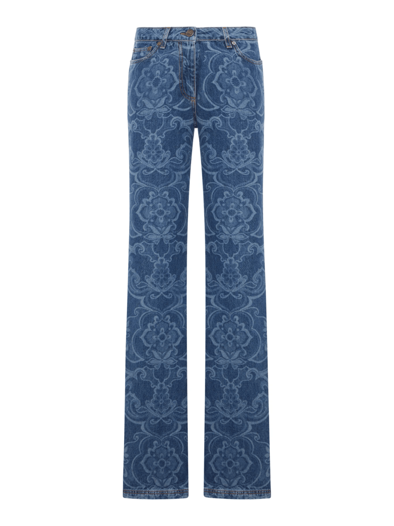 JACQUARD DENIM JEANS WITH ORNAMENTAL PATTERN - Etro - Woman