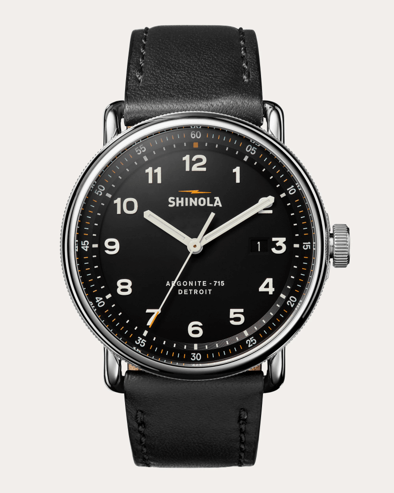 Shinola Men's Canfield Model C56 43mm Leather-Strap Watch in Black