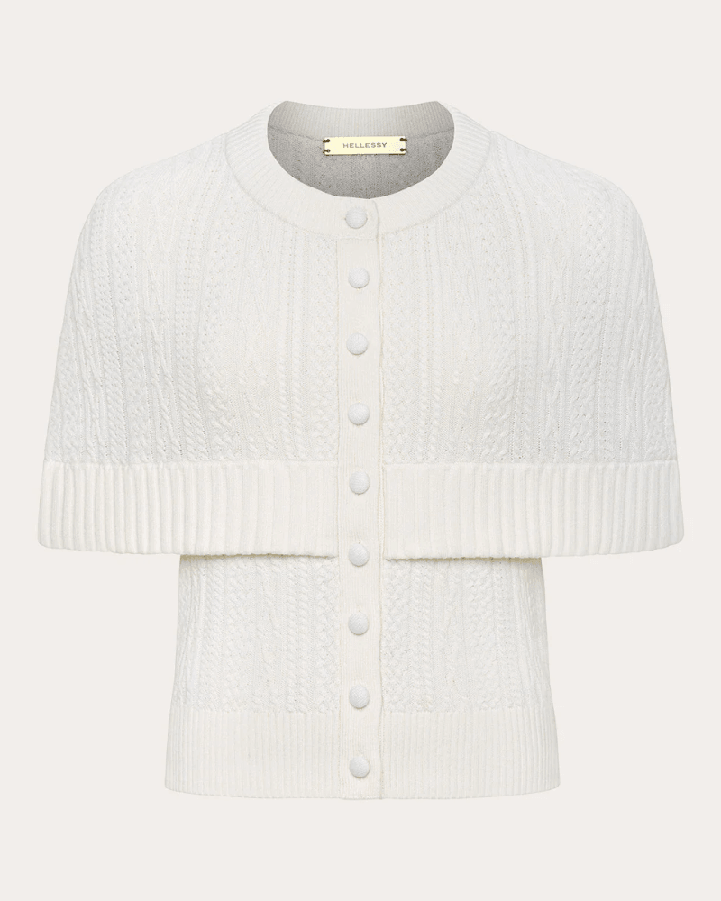 Hellessy Women's Caspian Cable Knit Cape Cardigan in White Wool/Viscose/Nylon