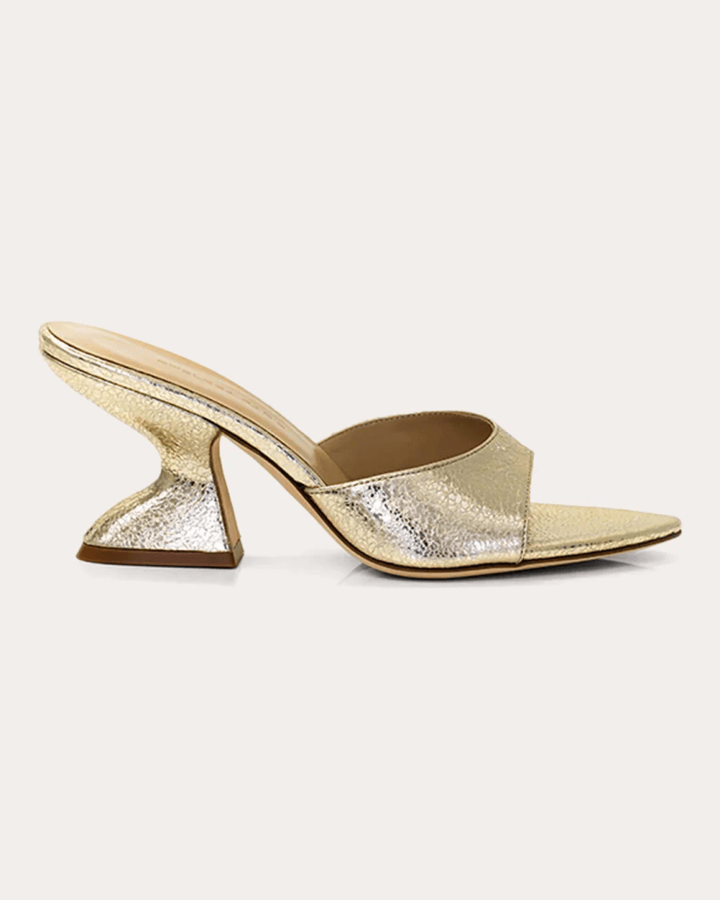Chelsea Paris Women's Kira Metallic Wrinkled Leather Sandal in Gold