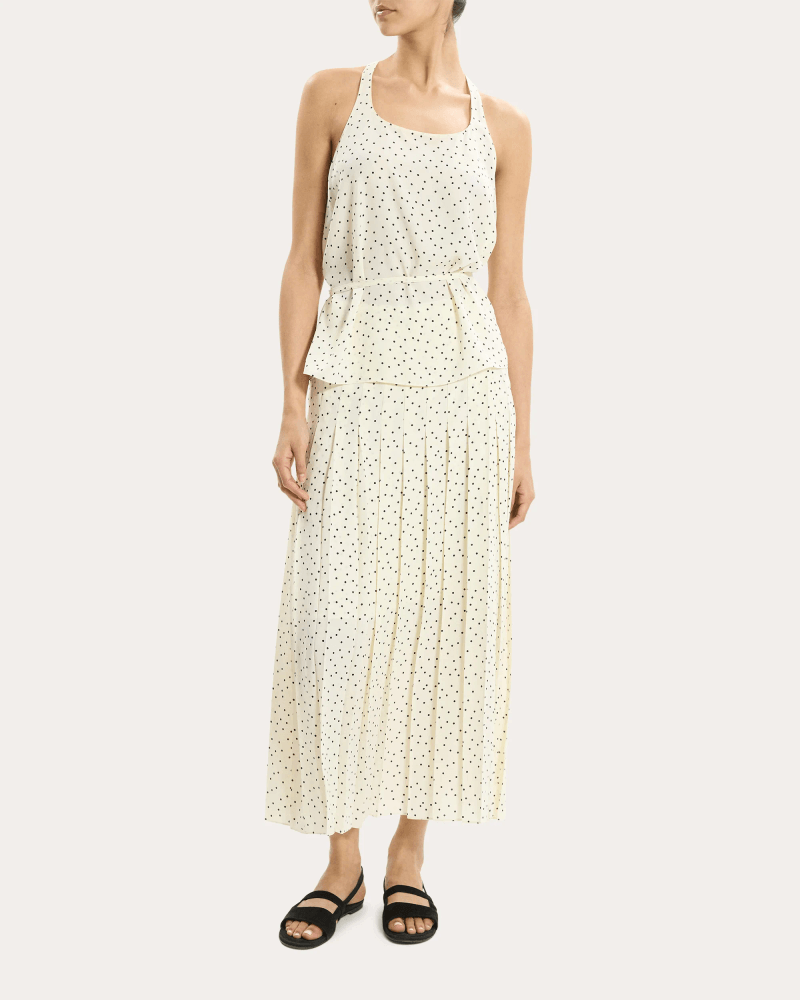 Theory Women's Polka Dot Belted Tank Top in White Polyester