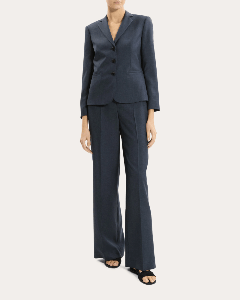 Theory Women's City Twill Shrunken Blazer in Blue Polyester