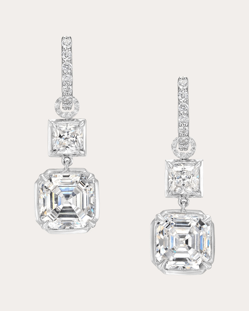 Anabela Chan Women's Diamond Asscher Hoop Earrings in White 9K Gold