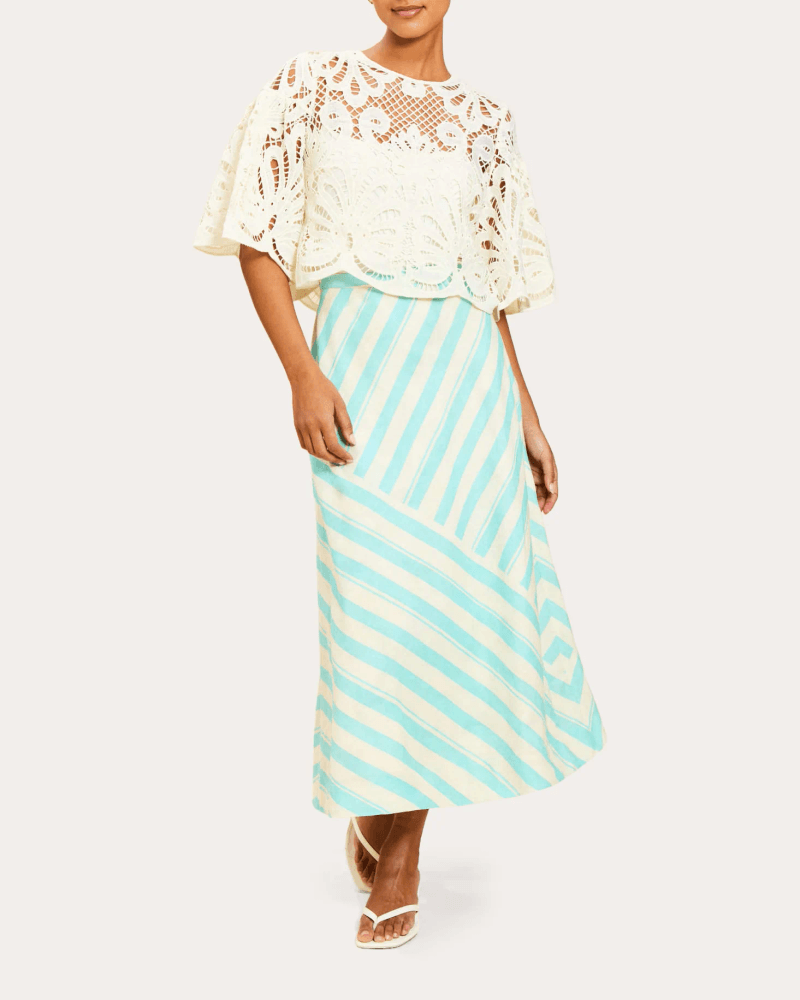 Mestiza Women's Santiago Reversible Cotton Bias-Cut Midi Skirt Cotton/Linen
