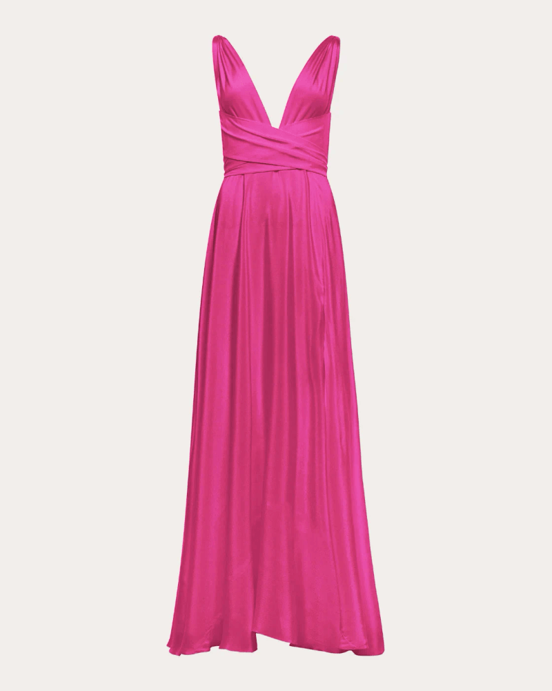 Azeeza Women's Cirrus Silk Charmeuse Belted Gown in Magenta