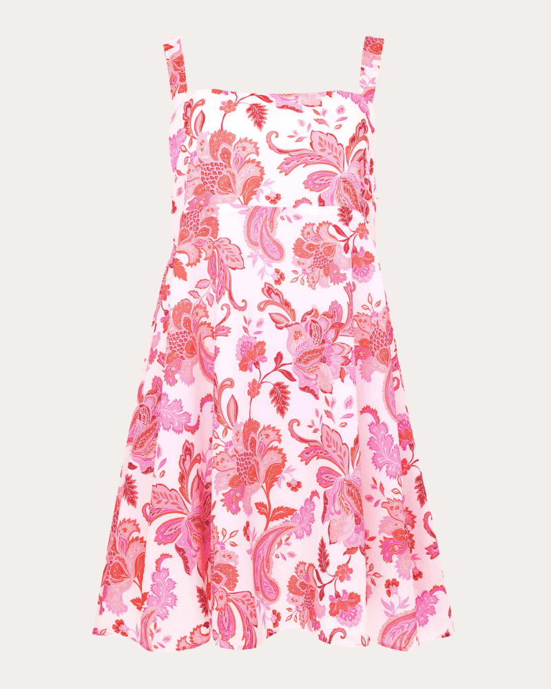 Azeeza Women's Arden Paisley Cotton Voile Mini Dress in Pink