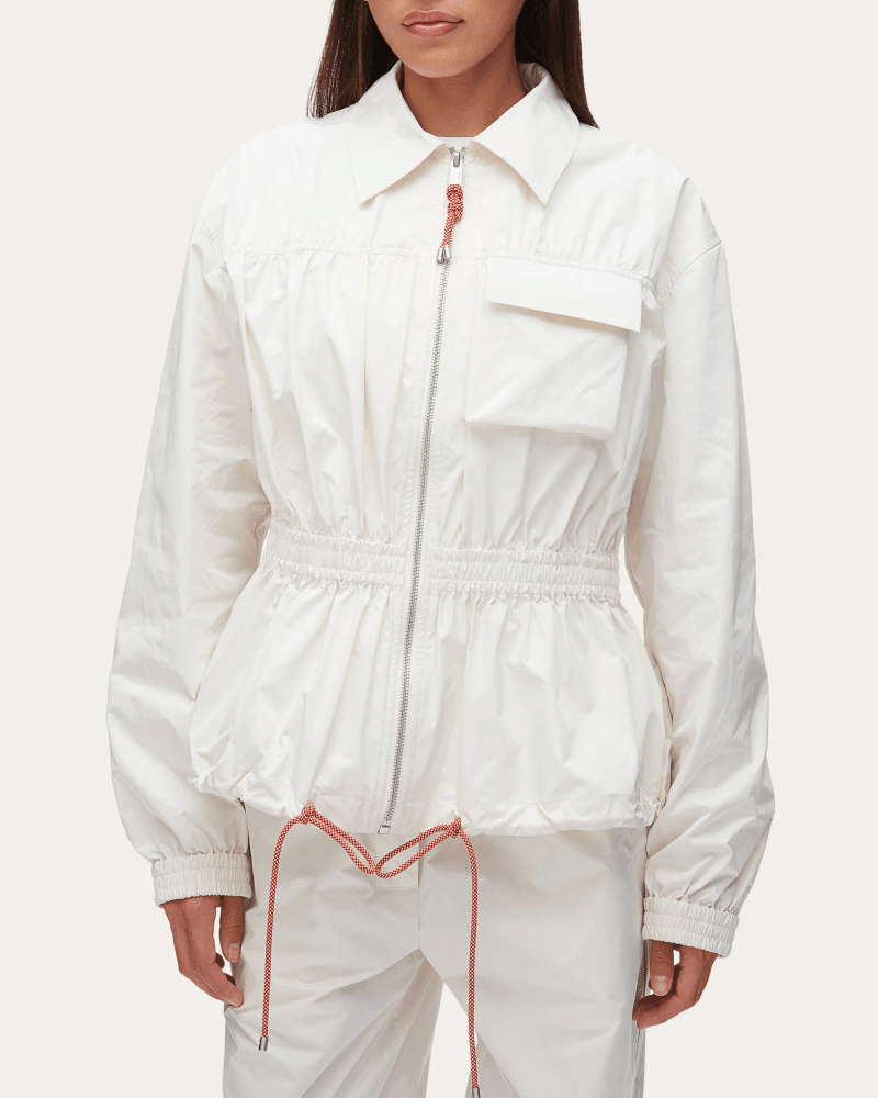 3.1 Phillip Lim Women's Ripstop Shirred Drawstring Jacket in White Polyester