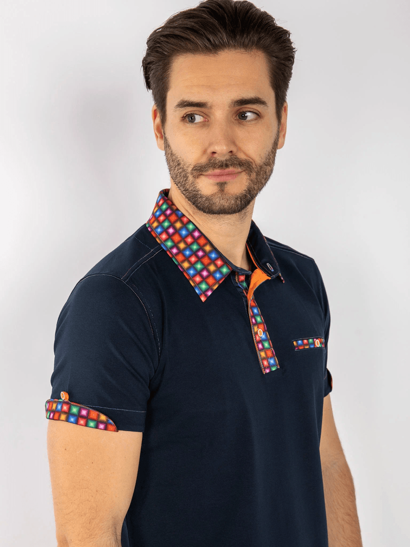 SIGNATURE POLO SHIRT WITH SQUARES INSERT