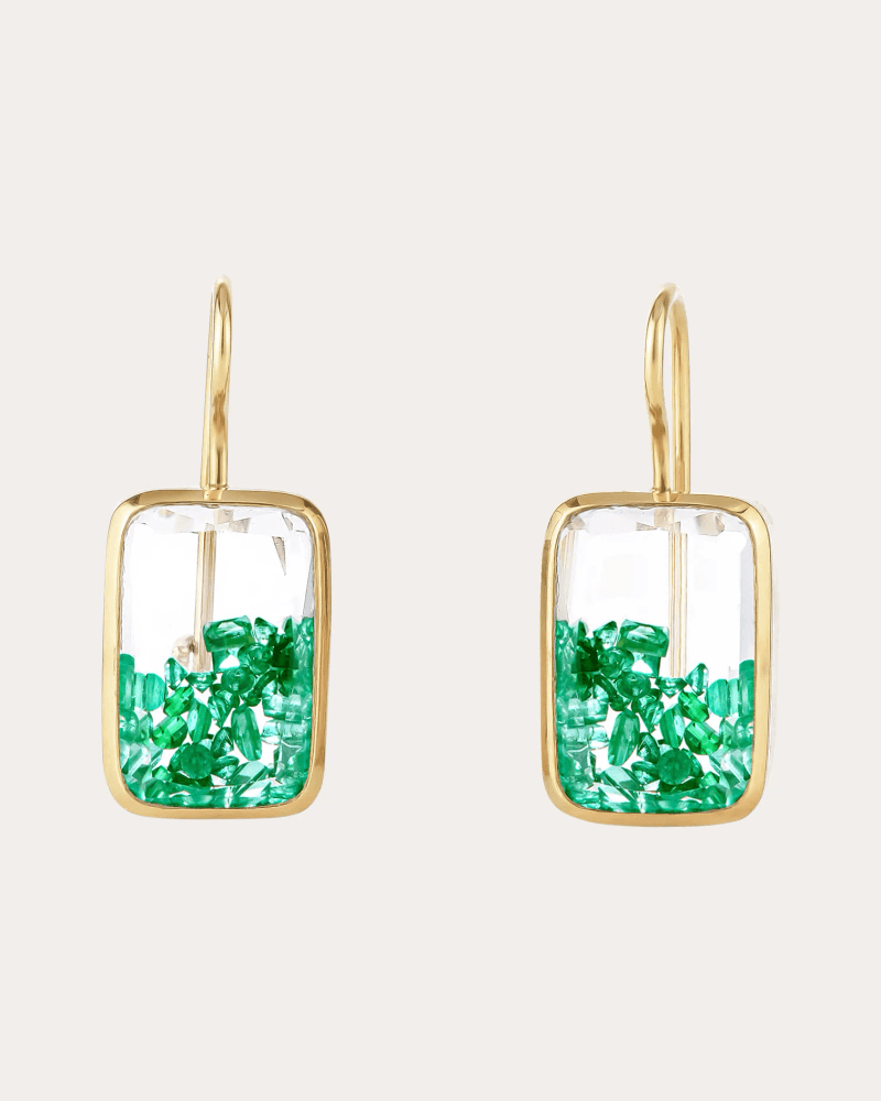 Moritz Glik Women's Emerald & 18k Gold Petite Ten Fourteen Shaker Earrings