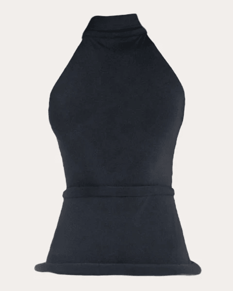 Francisco Arce Women's Mar Rolled Mock Neck Top in Black Polyester
