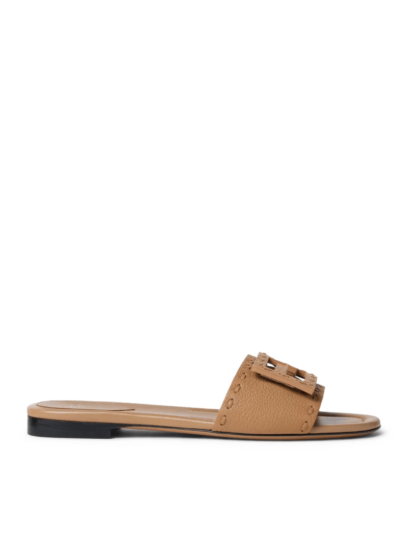 LIGHT BROWN LEATHER BAGUETTE SLIDE - Fendi - Woman