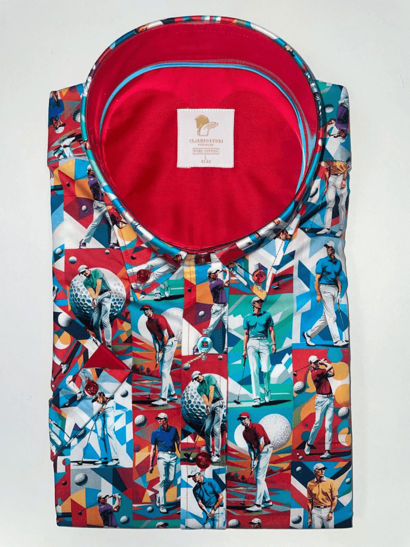 MULTI GOLF PRINT MEN'S SHORT SLEEVE SHIRT