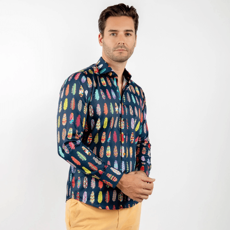ABSTRACT PRINTED FEATHERS PRINT SHIRT